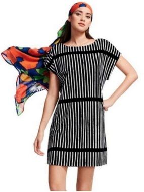 Marimekko x Target Terry Cloth Black and White Striped Swim Coverup